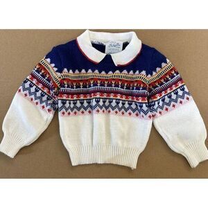 1970's Vintage BABYFAIR 12 Months Fair Isle Collared Sweater‎